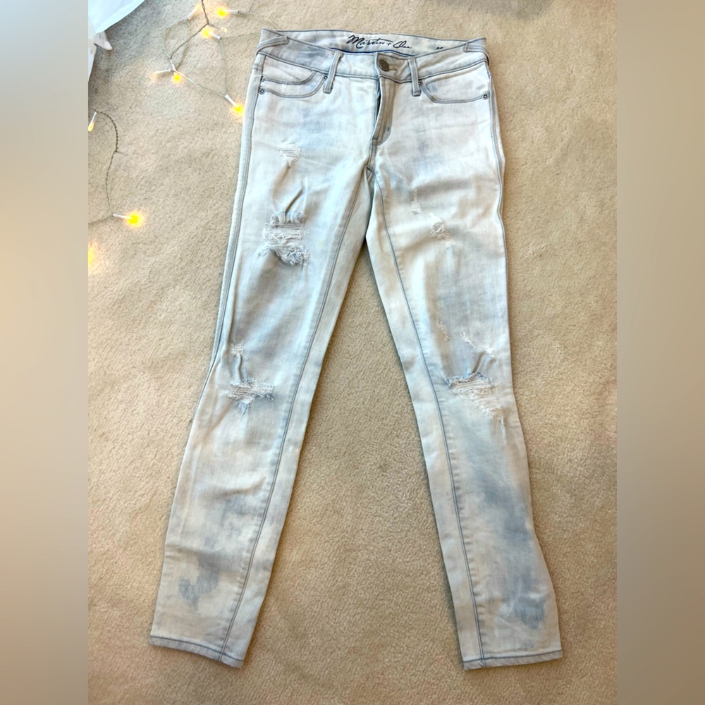 Martin+Osa White Blue Ripped Off Skinny Jeans